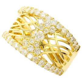 Autre Marque Anello a fascia in oro giallo 18K con diamante