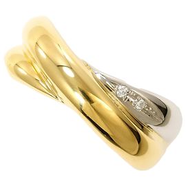 Autre Marque Anello a fascia in oro giallo 18K e platino con diamante