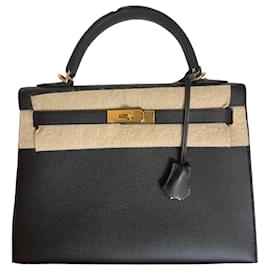 Hermès Kelly 32 Sellier Nero Pelle Togo