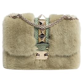 Borsa a tracolla in ecopelliccia verde - Valentino