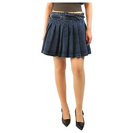 Self portrait Minifalda plisada de mezclilla azul - talla UK 14