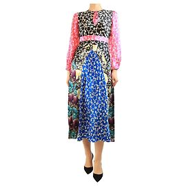 Autre Marque Mehrfarbiges bedrucktes Seiden-Midikleid - Größe UK 10