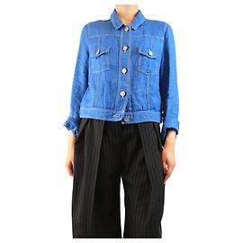 Autre Marque Kurze Leinenjacke in Blau - Größe UK 12