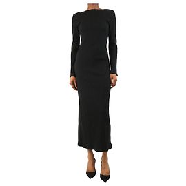 Reformation Vestido maxi canelado preto com decote profundo nas costas - tamanho XS