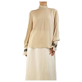 Brunello Cucinelli Blusa in seta monili cuff ecru - taglia L