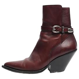 Botines de estilo western en cuero marrón - talla EU 38 (UK 5) - Céline