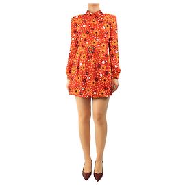 Saint Laurent Rotes rückenfreies Mini-Blumenkleid - Größe UK 10