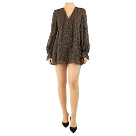 Saint Laurent Mini-Kleid mit Leopardenmuster in Braun - Größe UK 10