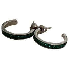 Orecchini a Cerchio Argento 925 Pietre Verdi - Autre Marque