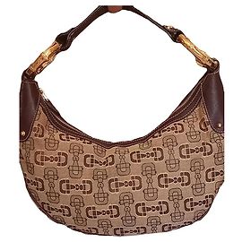 Gucci Handtasche aus braunem Monogramm-Canvas und braunem Leder