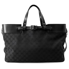 Gucci Tote Tasche schwarz aus GG Canvas und Leder