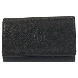 Chanel Coco Mark Schlüsselcase aus schwarzem Leder