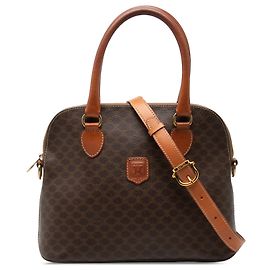Céline Bolsa satchel em canvas revestido Macadam marrom Celine
