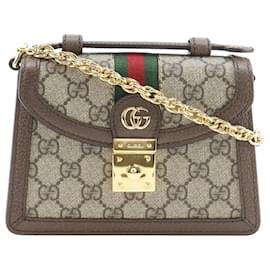 Borsa Gucci Beige Small GG Supreme Web Ophidia a manico