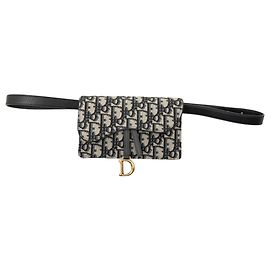 Borsa a tracolla Saddle in tela Blue Oblique di Dior