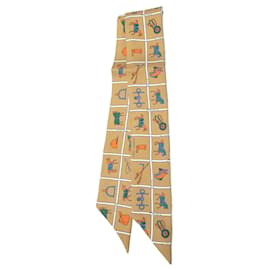 Foulard Twilly in seta Hermès Brown Couvertures et Tenues de Jour
