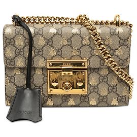 Gucci Beige Small GG Supreme Bee Padlock Crossbody