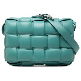 Bottega Veneta Borsa a tracolla Cassette imbottita in nappa blu Intrecciato