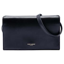 Borsa a tracolla Saint Laurent in pelle liscia nera