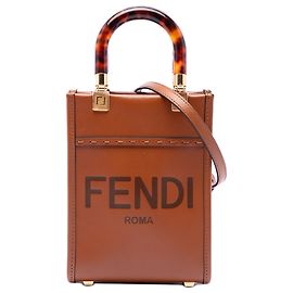 Fendi Bolso Tote Mini de Cuero Marrón Sunshine