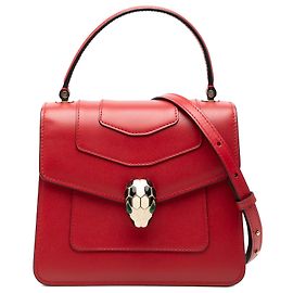 Bulgari Bolso de mano Serpenti Forever en piel de becerro roja pequeña Bvlgari