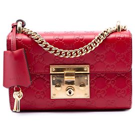 Gucci Rosso Piccola borsa a tracolla Guccissima con lucchetto
