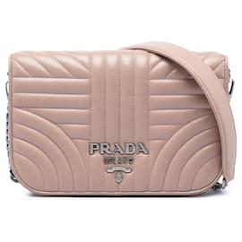 Prada Marrone Mini Soft Calf Impunture Diagramme Crossbody