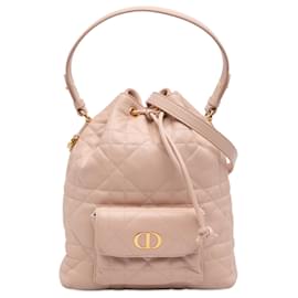 Borsa a secchiello Macrocannage Caro in agnello marrone Small di Dior