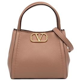 Borsa satchel Alltime in pelle di vitello a grana piccola Brown Valentino