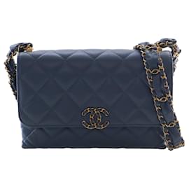 Chanel Blue Medium Quilted Calfskin 19 Flap