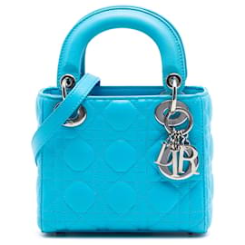 Lady Dior Mini in agnello blu cannage