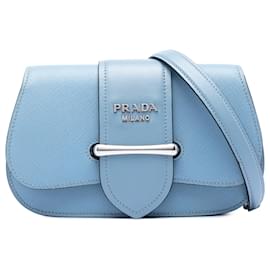 Prada Blu Mini Saffiano Sidonie Crossbody