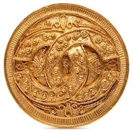 Spilla rotonda Chanel Gold CC placcata oro