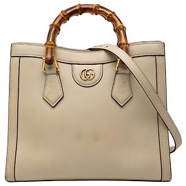 Borsa Satchel Gucci Diana in pelle di vitello Bamboo marrone piccola