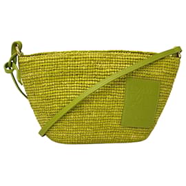 Borsa Loewe verde in pelle e rafia