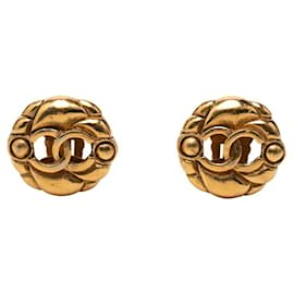 Boucles d'oreilles rondes vintage Chanel Coco Mark