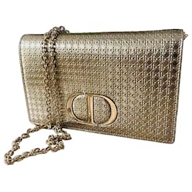 Borsa a tracolla Dior Cannage in pelle oro