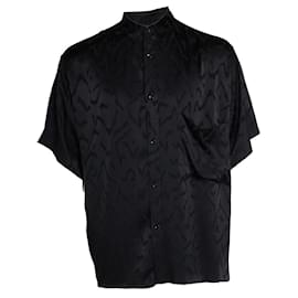 Saint Laurent, Camicia in raso a maniche corte con motivo zig zag