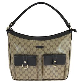 Borsa Hobo Gucci GG Crystal Marrone Beige Oro PVC