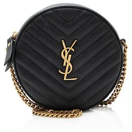 Saint Laurent Matelasse Grain de Poudre Monogram Vinyle Round Camera Bag