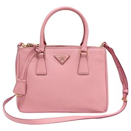 Prada Galleria Medium in Saffiano Lux Rosa con Triangolo e Doppia Cerniera Dorata