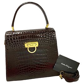Borsa 2way in pelle di coccodrillo Gancini Salvatore Ferragamo