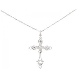 Autre Marque Collar de Cruz de Diamantes en Oro Blanco Au750