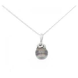 Autre Marque Collana con perla nera e diamante Pt900 Pt850