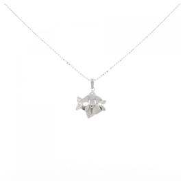 Autre Marque Collana Pesce in Oro Bianco Au750 e Diamanti
