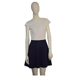 Ted Baker Color Block Skater Kleid - Creme & Marineblau