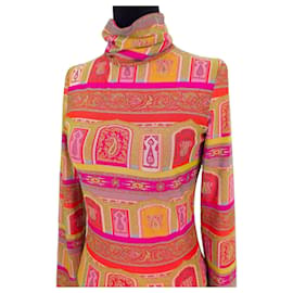 Etro Maglia Mesh a Dolcevita Stampa Toni Rosa