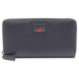 Cartera larga de cuero negro Gucci