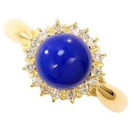 18K Gelbgoldring mit Lapis Lazuli und Diamant - Autre Marque