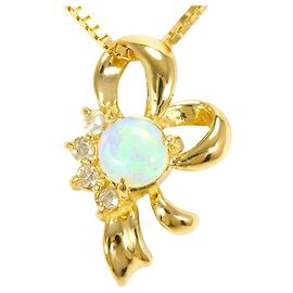 Autre Marque Collar de oro amarillo de 18K con opalo y diamante